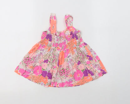 E-vie Angel Girls Multicoloured Floral Cotton A-Line  Size 2-3 Years  Round Neck
