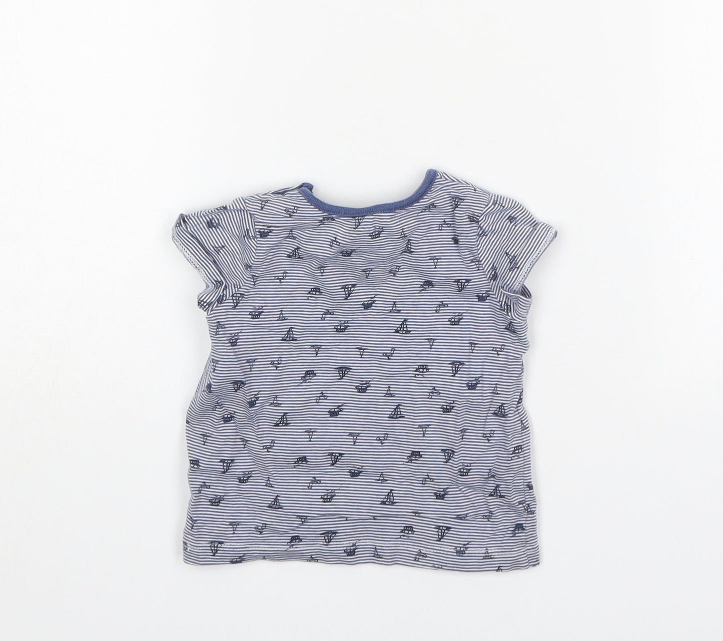Matalan Boys Multicoloured Striped Cotton Basic T-Shirt Size 3-6 Months Round Neck