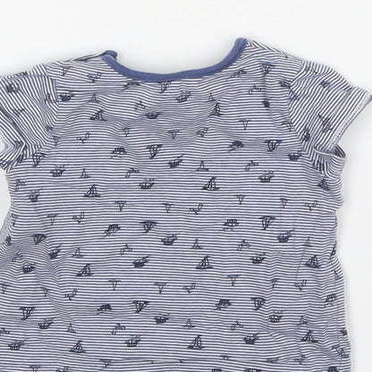 Matalan Boys Multicoloured Striped Cotton Basic T-Shirt Size 3-6 Months Round Neck