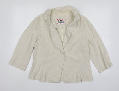 Per Una Womens Beige Striped Cotton Jacket Blazer Size 16