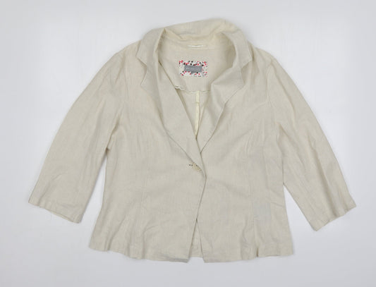 Per Una Womens Beige Striped Cotton Jacket Blazer Size 16