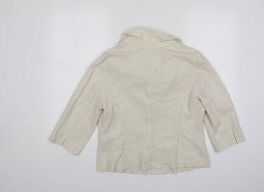 Per Una Womens Beige Striped Cotton Jacket Blazer Size 16