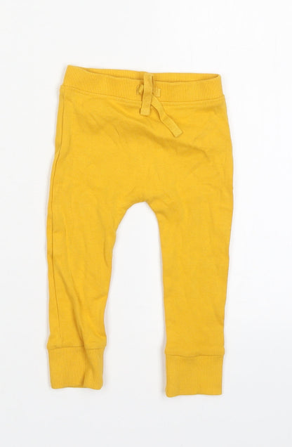 George Girls Yellow  Cotton Sweatpants Trousers Size 6-9 Months