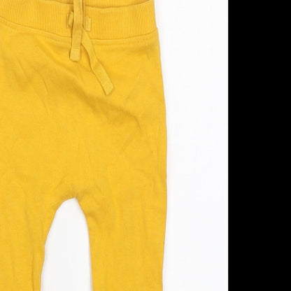 George Girls Yellow  Cotton Sweatpants Trousers Size 6-9 Months