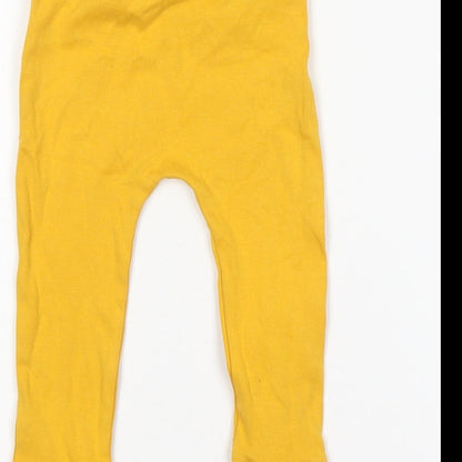 George Girls Yellow  Cotton Sweatpants Trousers Size 6-9 Months