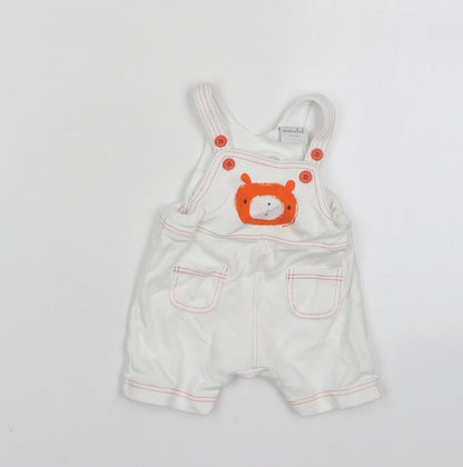 Mini Club Boys White  Cotton Dungaree One-Piece Size Newborn
