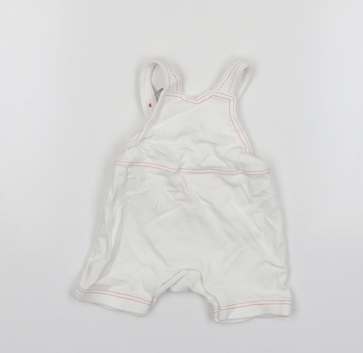 Mini Club Boys White  Cotton Dungaree One-Piece Size Newborn