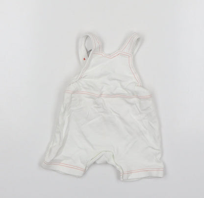 Mini Club Boys White  Cotton Dungaree One-Piece Size Newborn