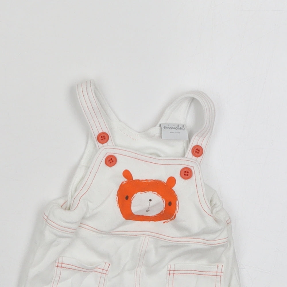 Mini Club Boys White  Cotton Dungaree One-Piece Size Newborn