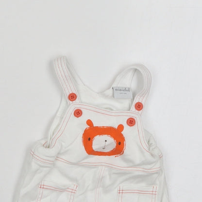 Mini Club Boys White  Cotton Dungaree One-Piece Size Newborn