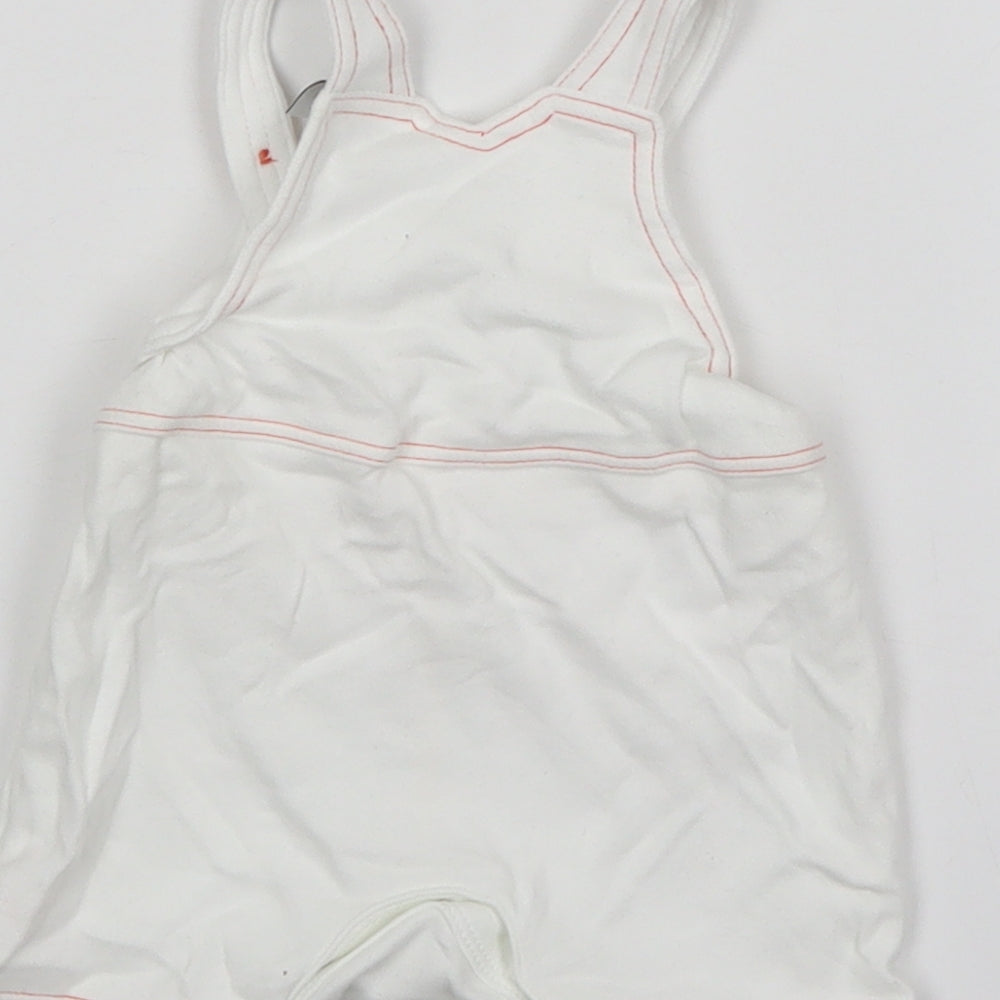 Mini Club Boys White  Cotton Dungaree One-Piece Size Newborn