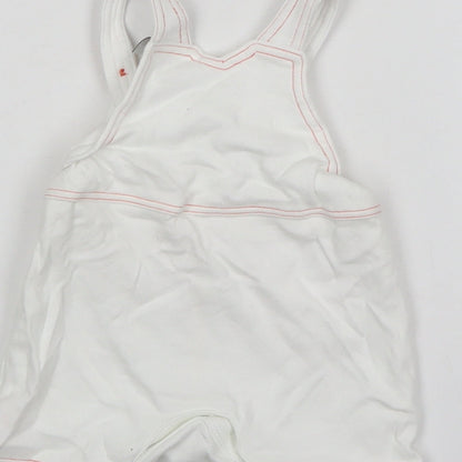 Mini Club Boys White  Cotton Dungaree One-Piece Size Newborn