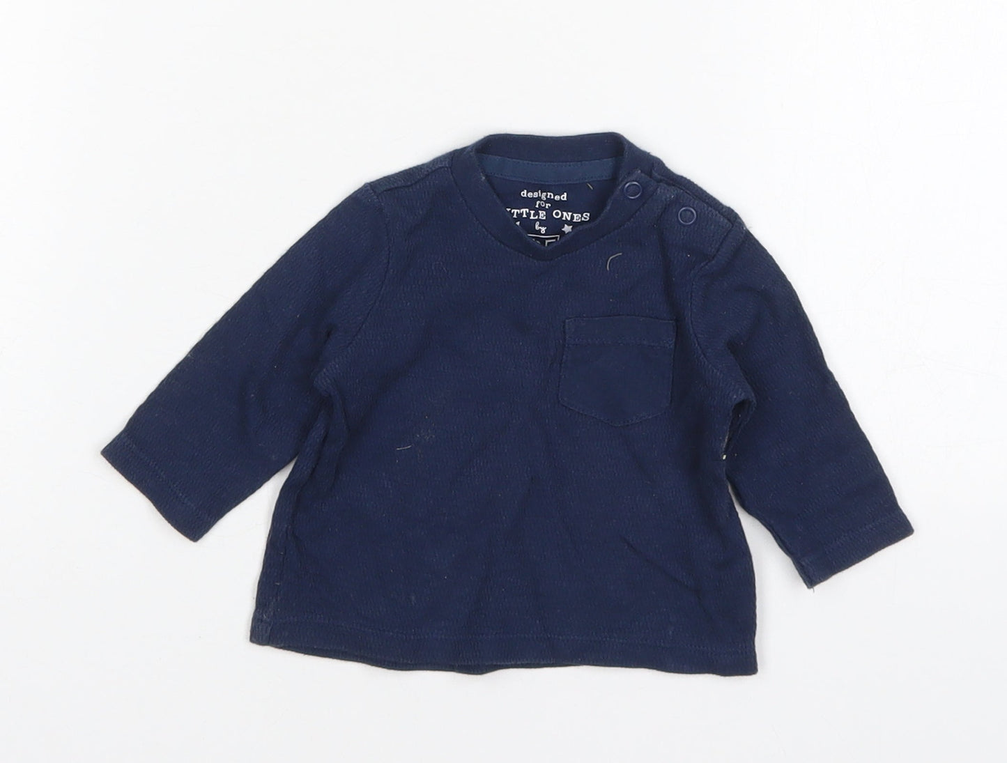 F&F Boys Blue  Cotton Basic T-Shirt Size Newborn Round Neck
