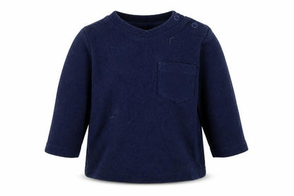 Front view of F&F boys’ blue cotton basic t-shirt size newborn round neck