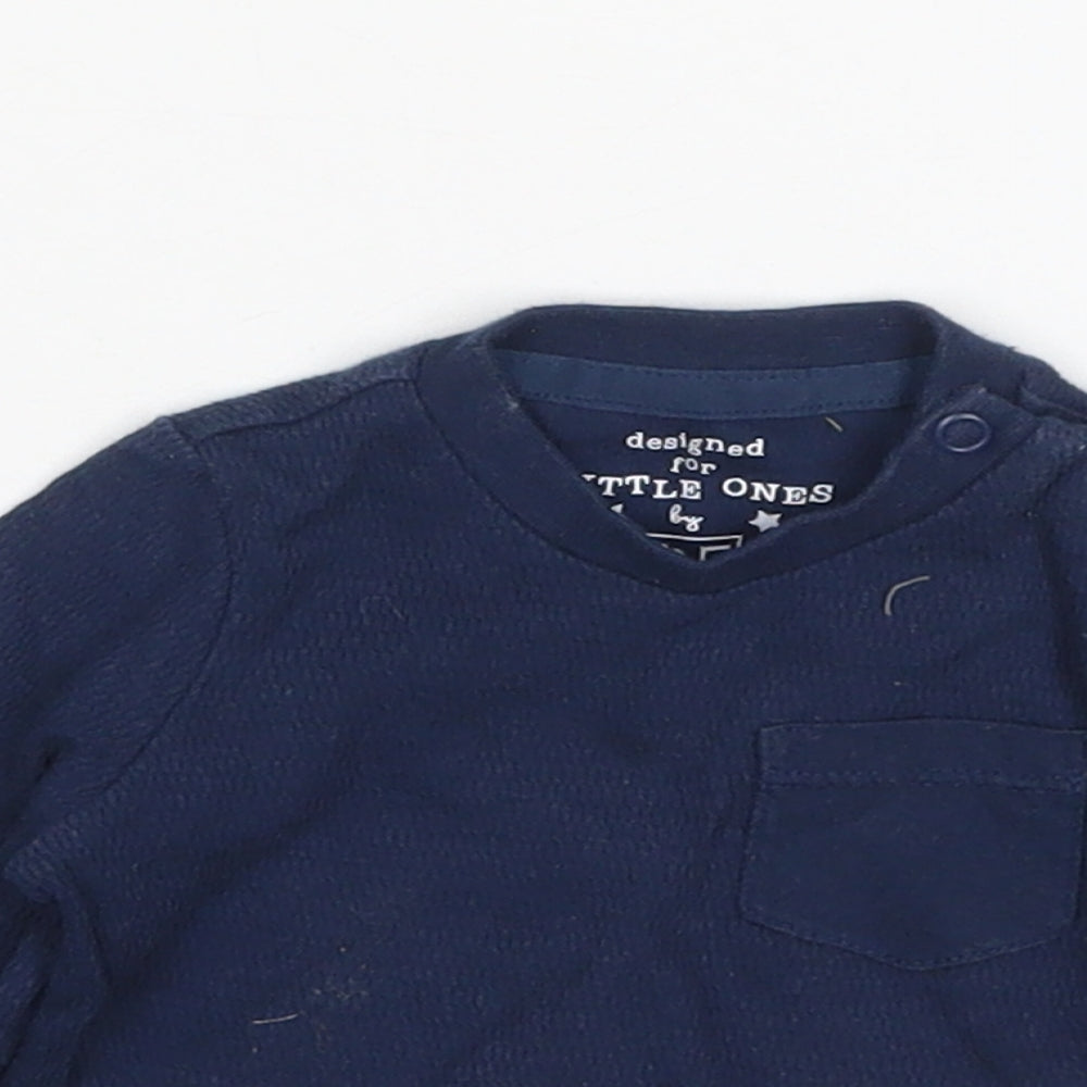 F&F Boys Blue  Cotton Basic T-Shirt Size Newborn Round Neck