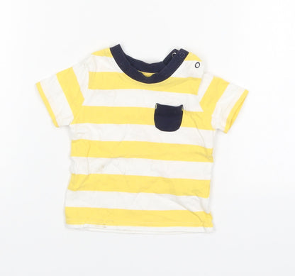 George Boys Multicoloured Striped Cotton Basic T-Shirt Size 3-6 Months Round Neck