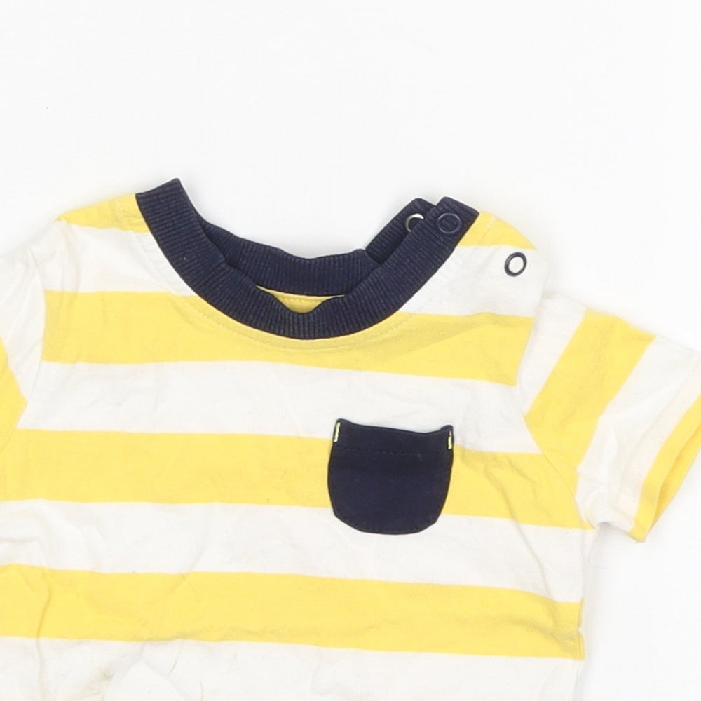 George Boys Multicoloured Striped Cotton Basic T-Shirt Size 3-6 Months Round Neck