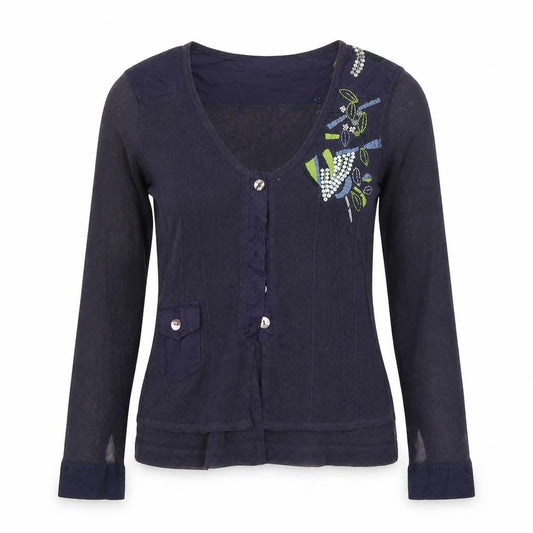 Womens UK Size L Sandwich Blue Cardigan Jumper