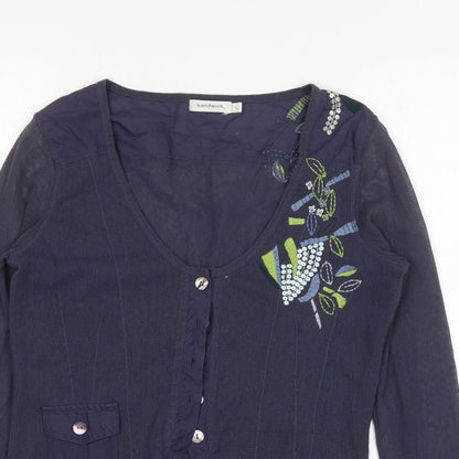 Womens UK Size L Sandwich Blue Cardigan Jumper