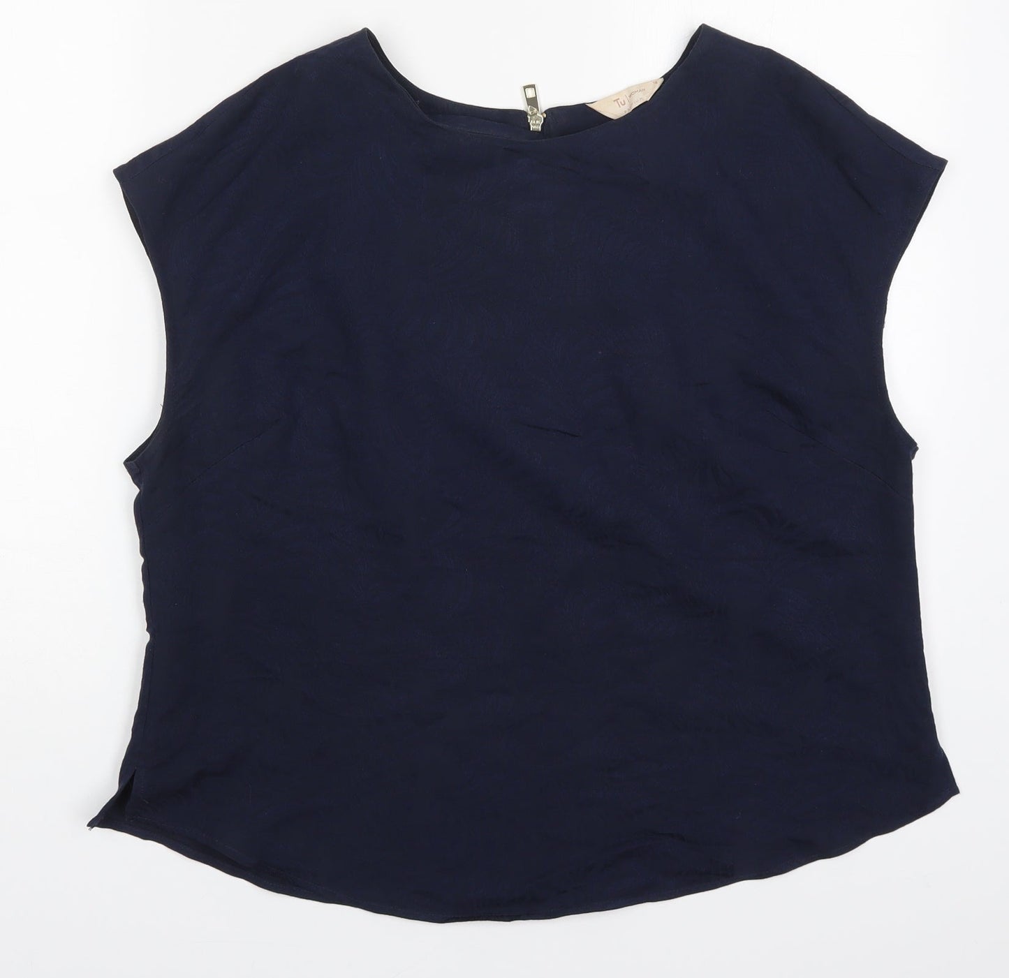 TU Womens Blue  Viscose Basic T-Shirt Size 16 Round Neck - Leaf Prints