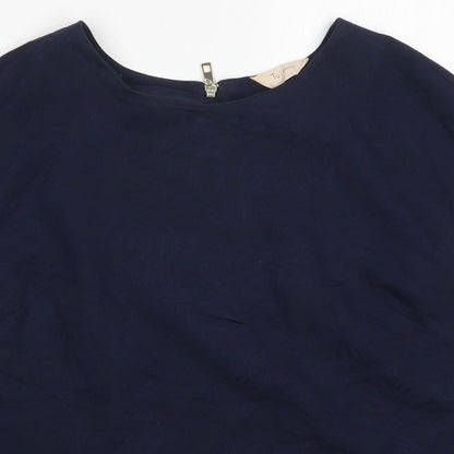 TU Womens Blue  Viscose Basic T-Shirt Size 16 Round Neck - Leaf Prints