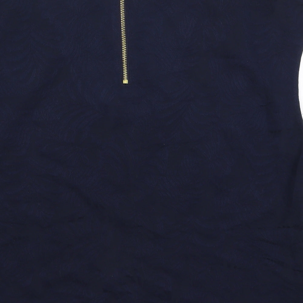 TU Womens Blue  Viscose Basic T-Shirt Size 16 Round Neck - Leaf Prints