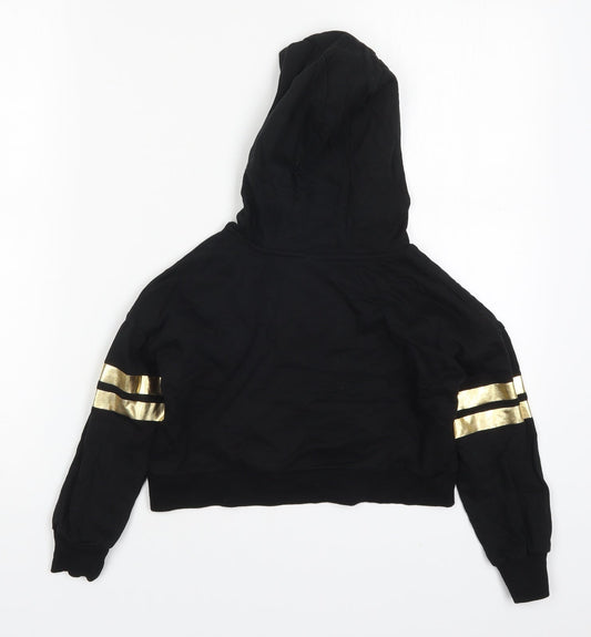 George Girls Black Striped Cotton Pullover Hoodie Size 5-6 Years  Pullover - Hearts by Tiana