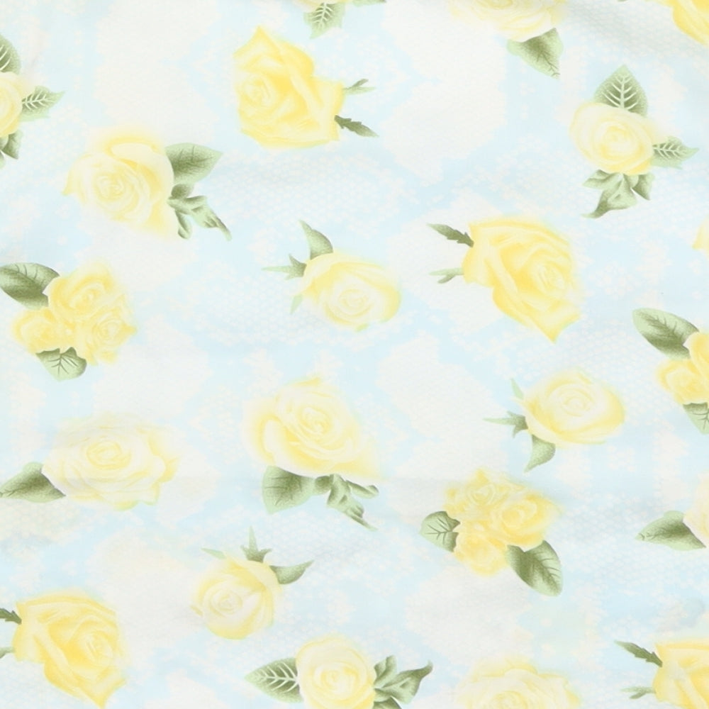 Urmodar Womens Blue Floral Polyester Cropped Tank Size M Round Neck - Yellow Flowers