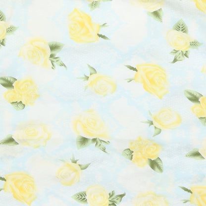 Urmodar Womens Blue Floral Polyester Cropped Tank Size M Round Neck - Yellow Flowers
