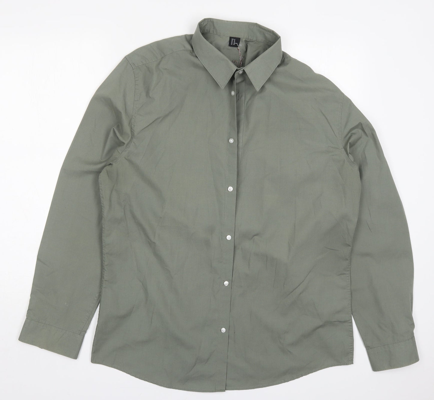 Mens UK Size XL Preworn Green  Button-Up Long Sleeve Casual Shirt