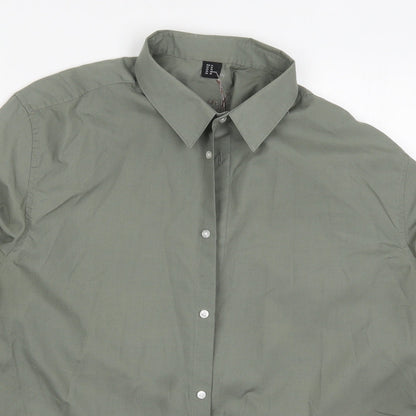 Mens UK Size XL Preworn Green  Button-Up Long Sleeve Casual Shirt