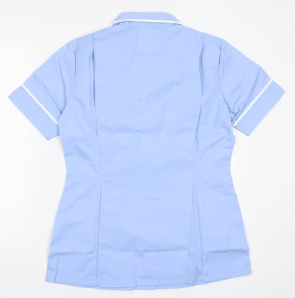 Additional view of Alexndra women’s blue polyester basic polo, size UK 8, v-neck