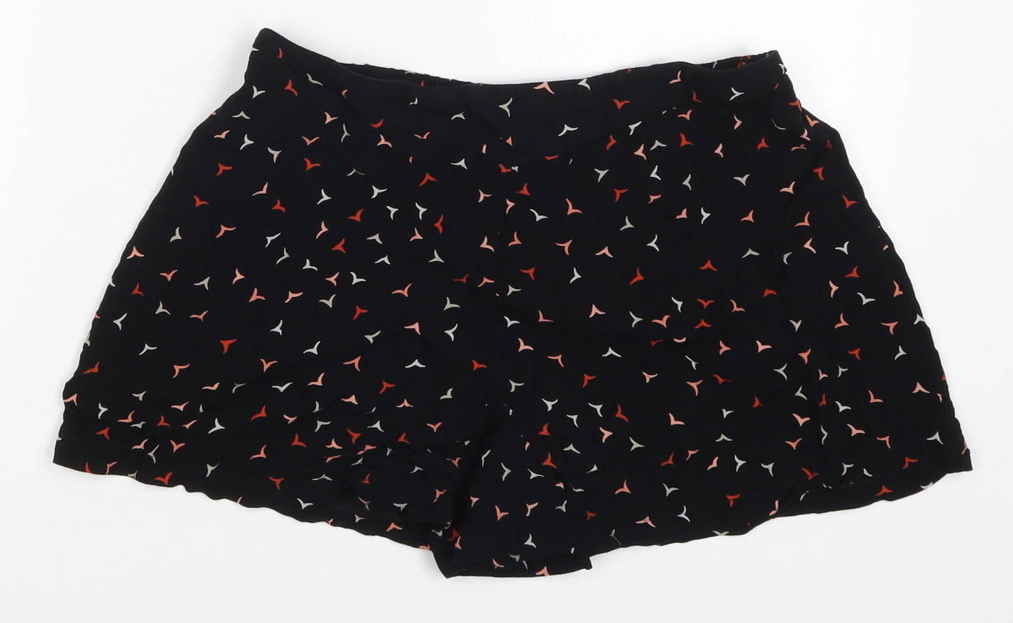 F&F Womens Black Geometric Viscose Mom Shorts Size 12 L3 in Regular  - Bird Print