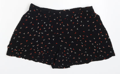 F&F Womens Black Geometric Viscose Mom Shorts Size 12 L3 in Regular  - Bird Print