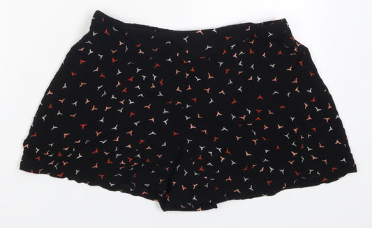 F&F Womens Black Geometric Viscose Mom Shorts Size 12 L3 in Regular  - Bird Print