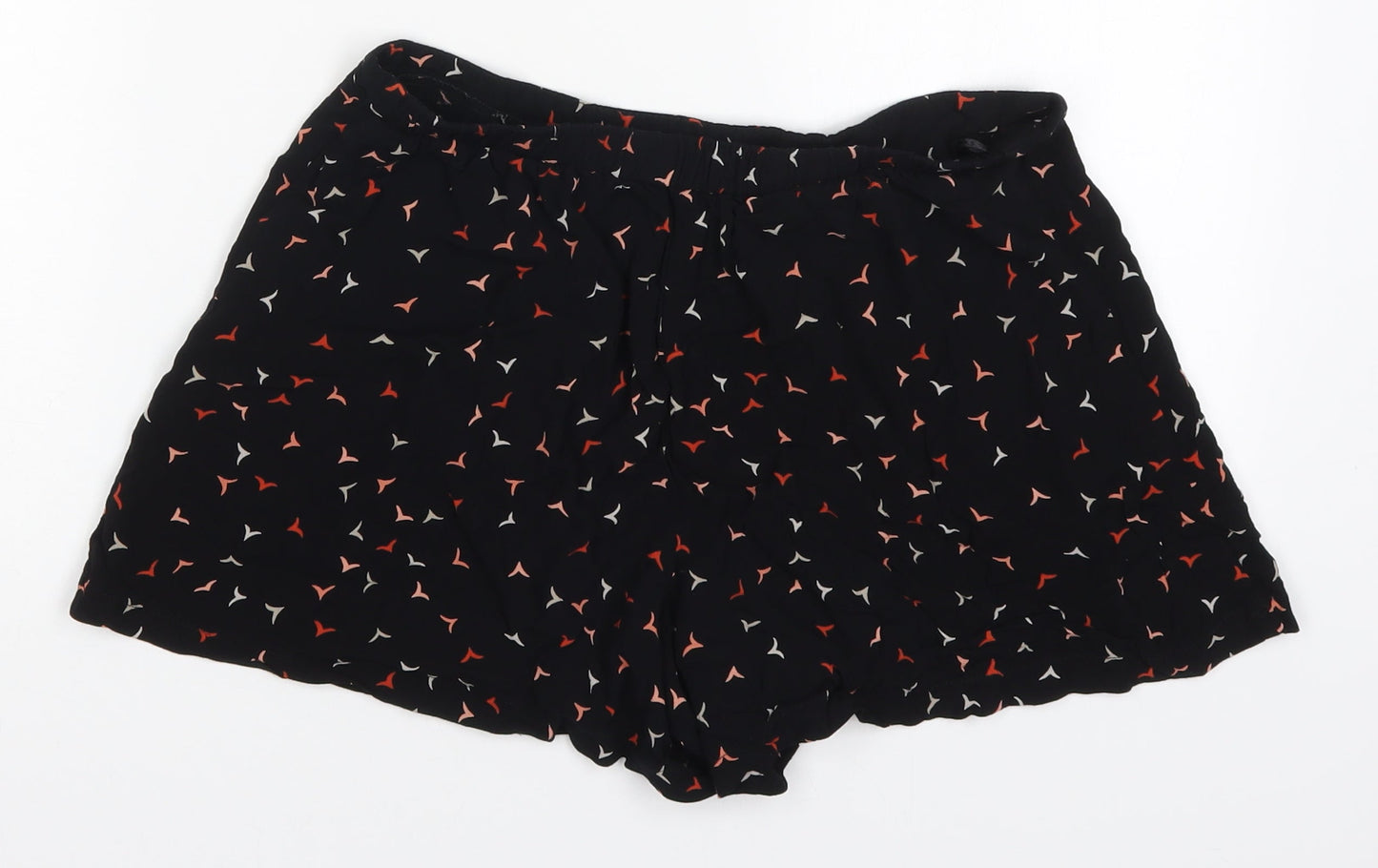 F&F Womens Black Geometric Viscose Mom Shorts Size 12 L3 in Regular  - Bird Print