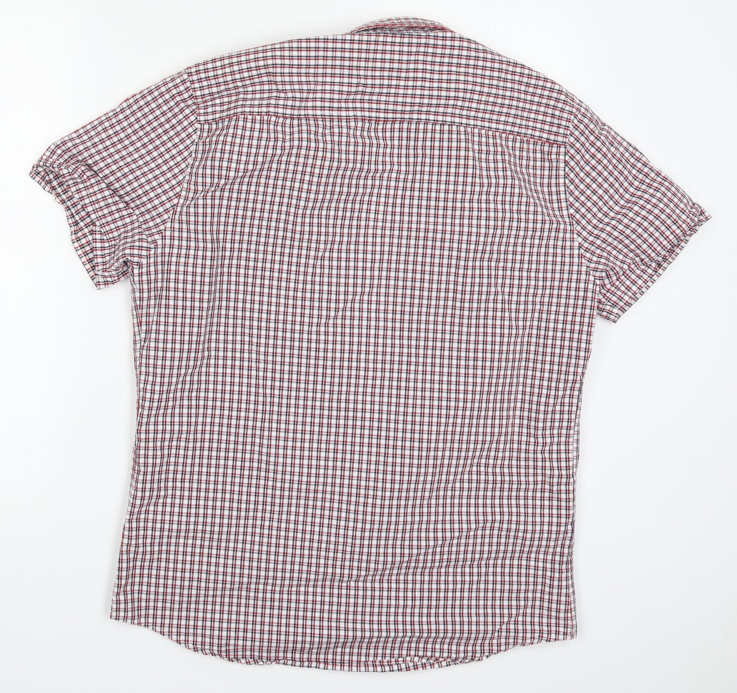 F&F Mens Red Check Cotton  Button-Up Size M Collared Button