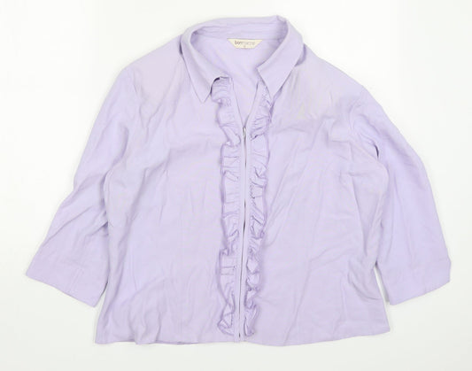 Bonmarché Womens Purple  Viscose Basic Blouse Size 18 Collared