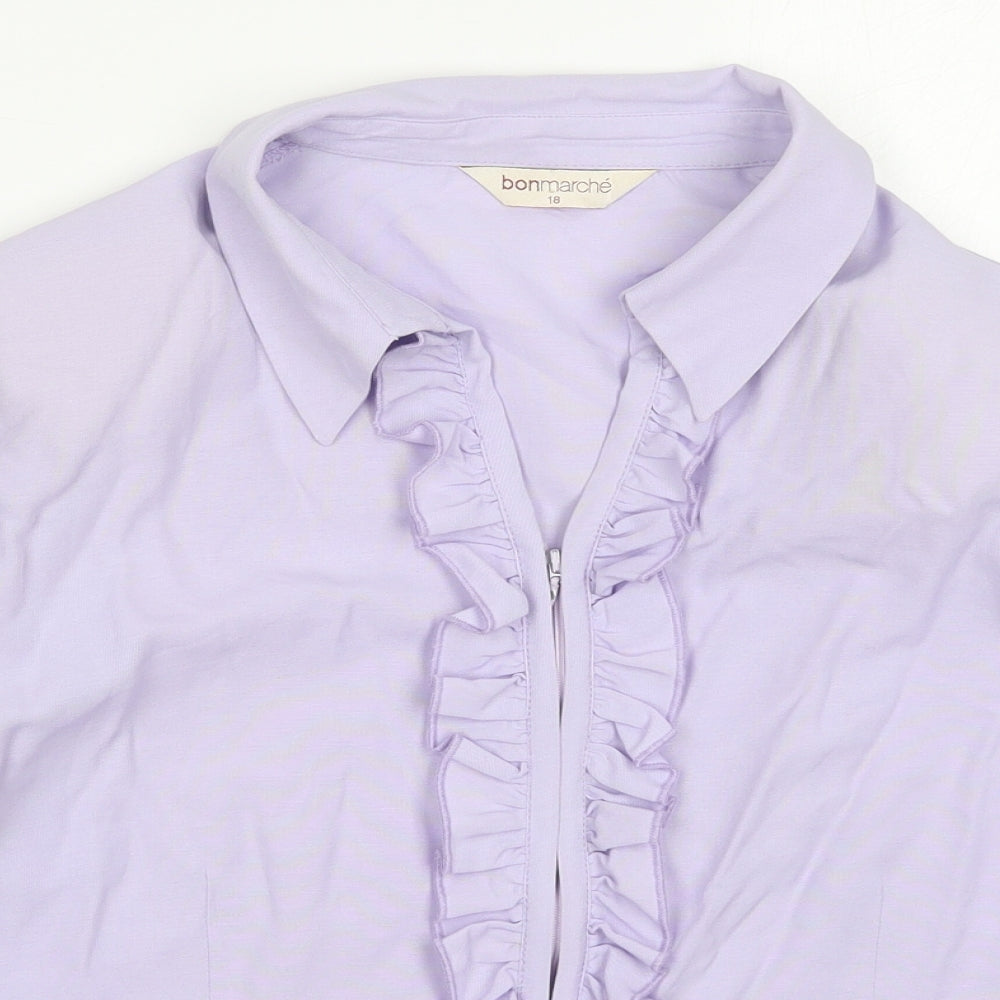 Bonmarché Womens Purple  Viscose Basic Blouse Size 18 Collared