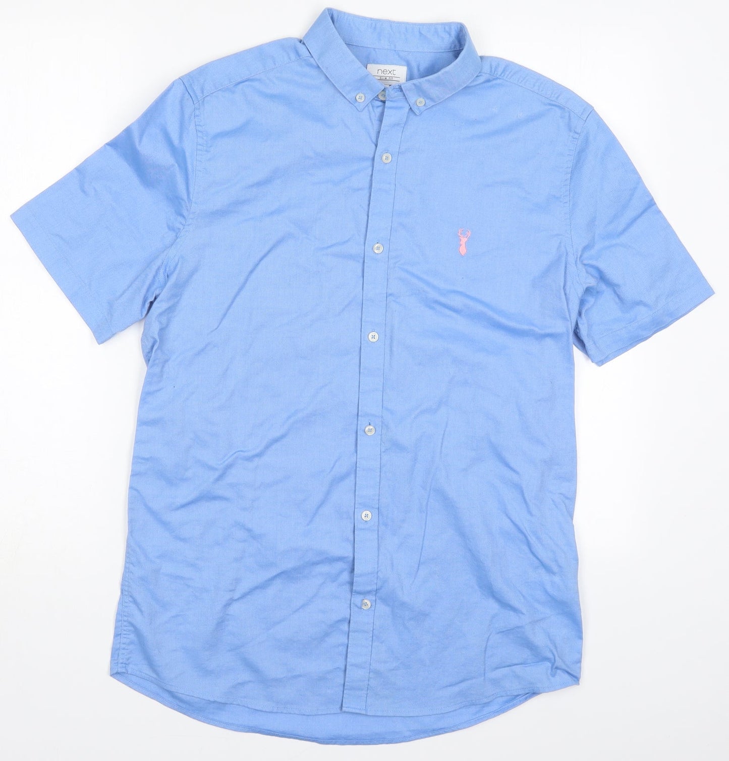 Mens UK Size M NEXT Blue  Button-Up Short Sleeve Casual Shirt