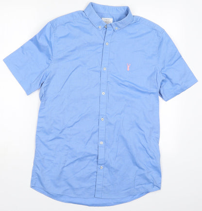 Mens UK Size M NEXT Blue  Button-Up Short Sleeve Casual Shirt