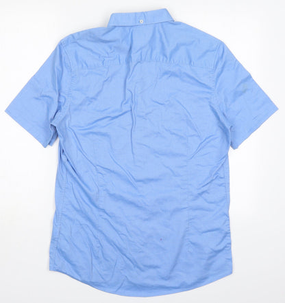 Mens UK Size M NEXT Blue  Button-Up Short Sleeve Casual Shirt
