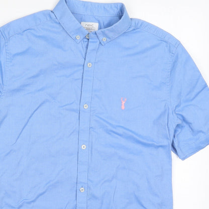 Mens UK Size M NEXT Blue  Button-Up Short Sleeve Casual Shirt