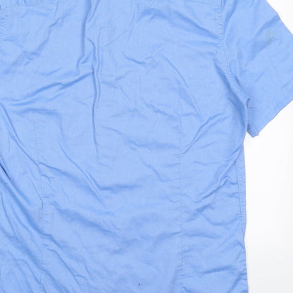 Mens UK Size M NEXT Blue  Button-Up Short Sleeve Casual Shirt