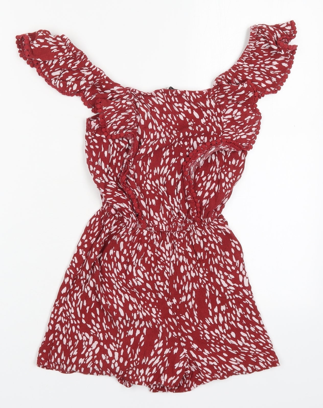 George Womens Red Animal Print Viscose Playsuit One-Piece Size XS