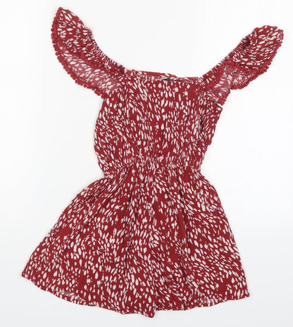 George Womens Red Animal Print Viscose Playsuit One-Piece Size XS