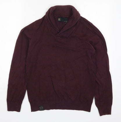 NEXT Mens Purple Collared  Cotton Pullover Jumper Size S
