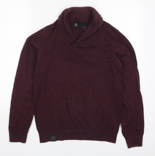 NEXT Mens Purple Collared  Cotton Pullover Jumper Size S