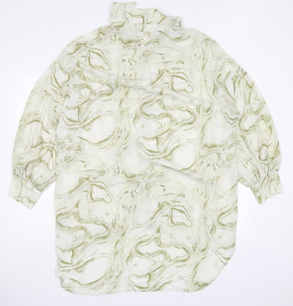 SheIn Womens Green  Polyester Basic Button-Up Size M Collared - Abstract