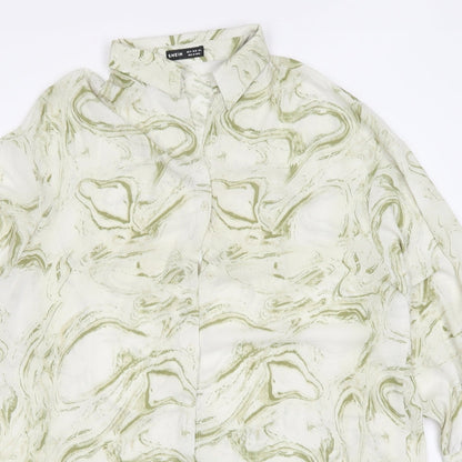 SheIn Womens Green  Polyester Basic Button-Up Size M Collared - Abstract